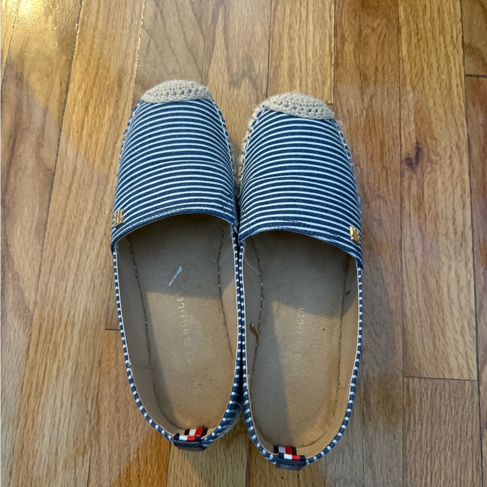 Tommy Hilfiger Blue and White Striped Espadrilles